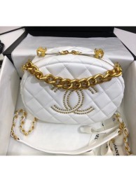 Hot Knockoff Chanel Lambskin Studs Camera Case Clutch Bag With Chain AS1511 White 2020 Collection AQ00761