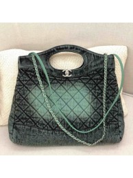 Hot Replica Chanel 31 Denim Medium Shopping Bag AS1407 Green/Black 2020 Collection AQ01514