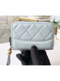 Hot Replica Chanel Aged Calfskin Gabrielle Zipped Coin Purse A84404 Pale Blue AQ01446