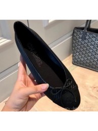 Hot Replica Chanel Lambskin Classic Bow Ballerinas Flats Glitter Black AQ04154