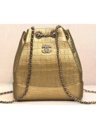 Imitation 1:1 Chanel Metallic Crocodile Embossed Gabrielle Small Backpack Bag A94485 Gold 2019 AQ01477