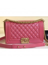 Imitation AAA Chanel Caviar Leather Boy Flap Medium Bag Dark Pink AQ01548