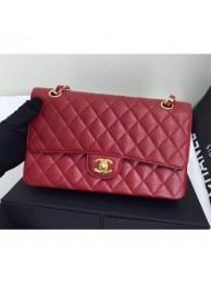 Imitation AAA Chanel original quality Medium Classic Flap Bag 1112 burgundy in caviar Leather with gold Hardware AQ02303