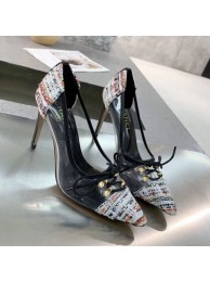 Imitation AAA Chanel Tweed Transparent Lace-up High-Heel Pumps Multicolor 2019 Collection AQ03361