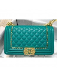 Imitation Chanel Boy Flap Medium Bag with Chain Trim Turquoise Green Cruise 2020 AQ03950