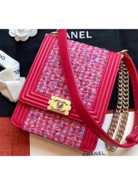 Imitation Chanel Boy North/South Small Flap Bag AS0130 Tweed Red 2019 AQ01454