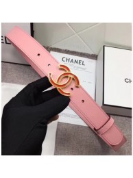 Imitation Chanel Calf Leather Belt with Red Buckle 30mm Width Pink 2018 AQ01268