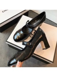 Imitation Chanel Calfskin Mid-Heel Mary Janes Ballerinas Pump Black 2019 Collection AQ02669