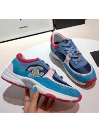 Imitation Chanel Calfskin Suede & Fabric Classic Sneaker Blue/Pink/Red 2020(For Women and Men) Collection AQ03323