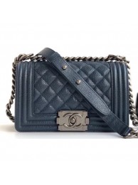 Imitation Chanel Caviar Leather Boy Flap Small Bag Navy Blue/Silver AQ02582
