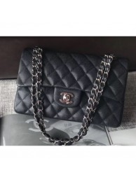 Imitation Chanel Caviar Leather Classic Flap New Small Bag A01113 Black/Silver 2018 AQ01195