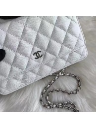 Imitation Chanel Caviar Leather Quilting Wallet On Chain WOC White AQ02090