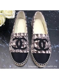 Imitation Chanel CC Logo Tweed Fabric Espadrilles G34436 Beige 2019 AQ00586