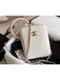 Imitation Chanel Chain Handle Vertical Camera Case Bag White Runway 2020 AQ02225