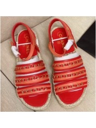 Imitation Chanel Chain Lambskin Espadrilles Sandals Red 2020 AQ03000