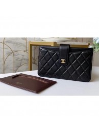 Imitation Chanel Classic Pouch Clutch Bag With Card Holder A81902 Lambskin Black/Gold AQ03220