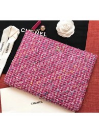 Imitation Chanel Cotton Tweed Classic Pouch Clutch Bag A82545 Fuchsia 2019 AQ04153