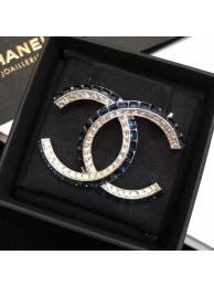 Imitation Chanel Double Square Crystal CC Brooch Crystal White/Dark Blue 2019 Collection AQ00705