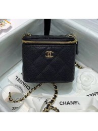 Imitation Chanel Grainy Leather Mini Vanity with Classic Chain AP1340 Black 2020 Collection AQ02299