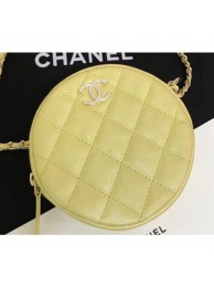 Imitation Chanel Iridescent Pearl Caviar Classic Round Clutch with Chain Bag AP0366 Yellow 2019 AQ00514