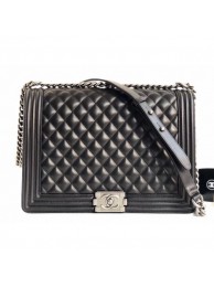 Imitation Chanel Lambskin Boy Flap Large Bag Black/Silver AQ01914