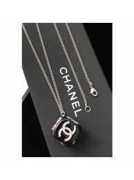 Imitation Chanel Large Necklace with Dice Pendant Silver/Black/Crystal 2018 AQ04362