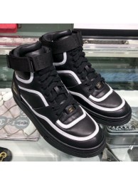 Imitation Chanel Leather High-Top Sneakers G35063 Black 2019 Collection AQ01287