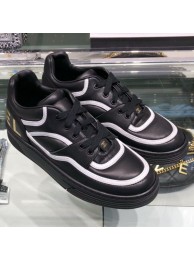 Imitation Chanel Leather Low-Top Sneakers G35063 Black/White 2019 Collection AQ00859