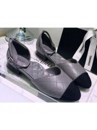 Imitation Chanel Mary Janes G36048 Lambskin Gray 2020 AQ04068