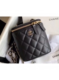 Imitation Chanel Mini Vanity with Classic Chain Bag AP1466 Caviar Leather Black 2020 AQ02802