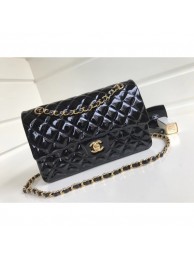 Imitation Chanel Patent Calfskin Medium Classic Flap Bag A1112 Black(Gold Hardware) Collection AQ04172