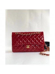 Imitation Chanel Patent Calfskin Medium Classic Flap Bag A1112 Red（Gold Hardware） Collection AQ02565