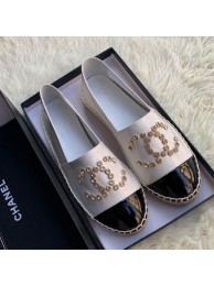 Imitation Chanel Patent Leather Crystal CC Espadrilles White 2019 Collection AQ00624