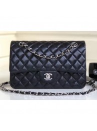 Imitation Chanel Pearl Caviar Leather Classic Flap Medium Bag Black 2018 AQ01779