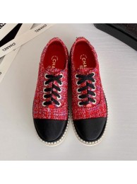 Imitation Chanel Pearl Fabric Sneakers Red 2020 Collection AQ01022