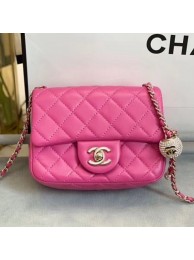 Imitation Chanel Quilted Leather Flap Bag with Crystal Ball AS1786 Pink 2020 Collection AQ00807