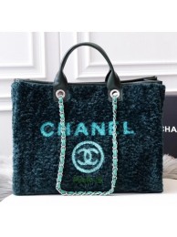 Imitation Chanel Shearling Deauville Large Shopping Bag Green 2019 AQ03977