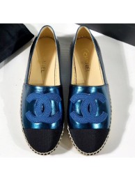 Imitation Chanel Stitching CC Logo Espadrilles Cyan AQ02034