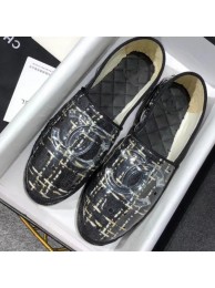 Imitation Chanel Tweed and PVC Espadrilles G34819 Black 2019 AQ02107