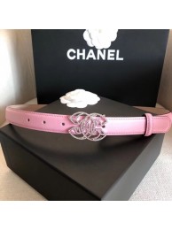 Imitation Chanel Width 2.5cm Smooth Calfskin Belt With Crystal Buckle Pink 2020 Collection AQ00811