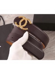 Imitation Chanel Width 3.5cm Leather Belt Burgundy/Khaki with Gold CC Logo AQ02027