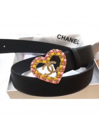 Imitation Chanel Width 3cm Chain Heart CC Logo Buckle Leather Belt Black/Pink/Yellow AQ01797