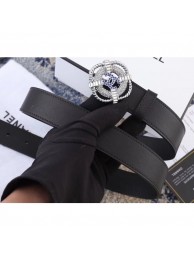 Imitation Chanel Width 3cm Crystal Square Buckle Leather Belt Black AQ03776