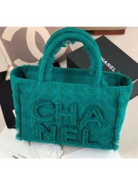 Imitation Chanel Wool Tweed Medium Zipped Shopping Bag AS0976 Green 2019 Collection AQ04373