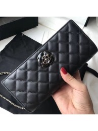 Imitation Luxury Chanel Lambskin Camellia Clutch Bag A94575 Black 2018 Collection AQ01787