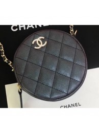 Imitation Top Chanel Iridescent Pearl Caviar Classic Round Clutch with Chain Bag AP0366 Black 2019 AQ02203