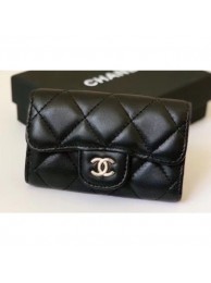 Imitation Top Chanel Key Holder Wallet 31511 Lambskin Black AQ03076