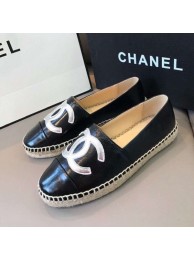 Imitation Top Chanel Quilted Calfskin Flat Espadrilles G29762 Black/Silver 2020 Collection AQ02032