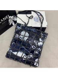 Knockoff 1:1 Chanel Printed Cotton Shopping Tote Bag with Chains AS1383 2020 AQ02932