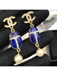 Knockoff Chanel Beetle Pearl Earrings Blue 2019 Collection AQ03131
